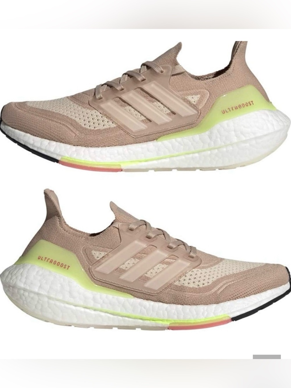 Adidas Ultraboost 21 Running Shoes, Size 10 Ash Pearl/White/Halo Ivory pink